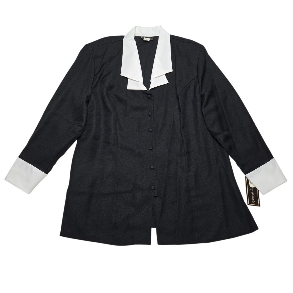 Vintage Intriguing Threads Blazer Womens Plus 3X Black‎ White Jacket Old Money